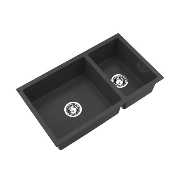 Avella 790mm Matte Black Double Bowl Granite Kitchen Sink