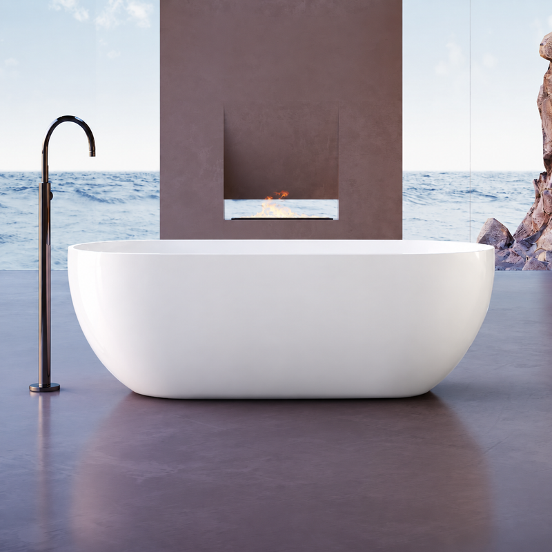 Catania Oval Egg 1400mm Gloss White Designer Freestanding Bath Tub