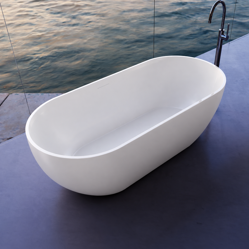 Catania Oval Egg 1400mm Gloss White Designer Freestanding Bath Tub