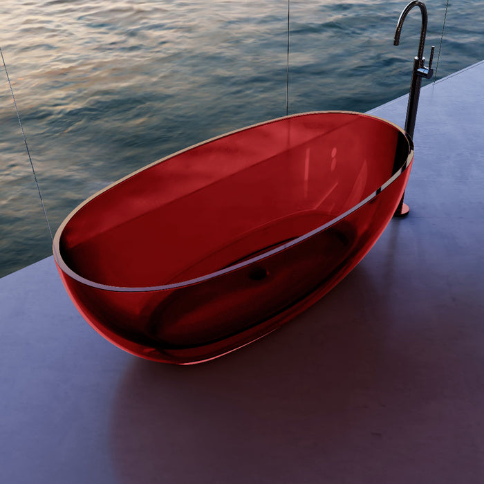 Vetra 1700mm Garnet Translucent Resin Stone Freestanding Bath Tub