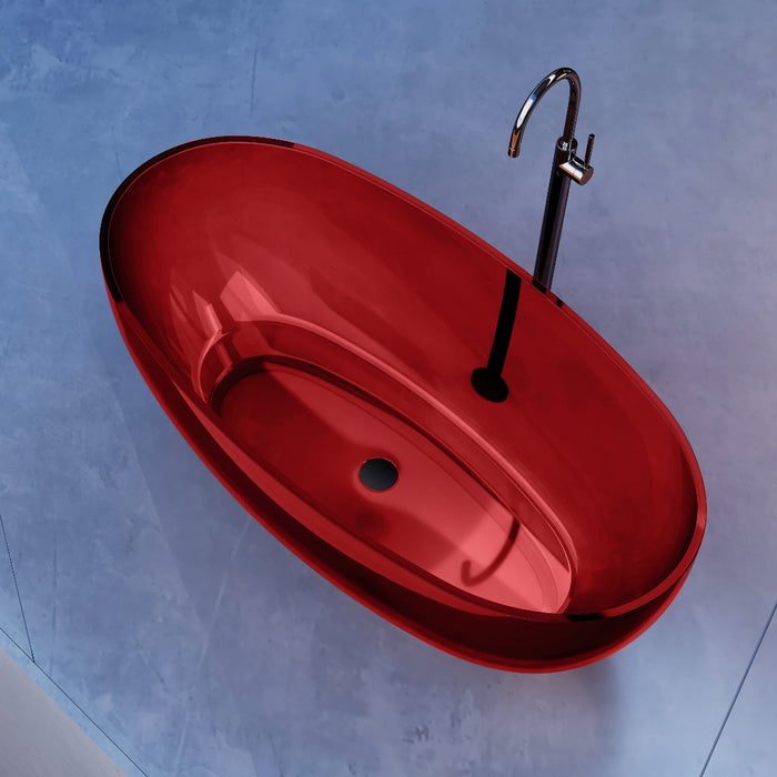 Vetra 1700mm Garnet Translucent Resin Stone Freestanding Bath Tub