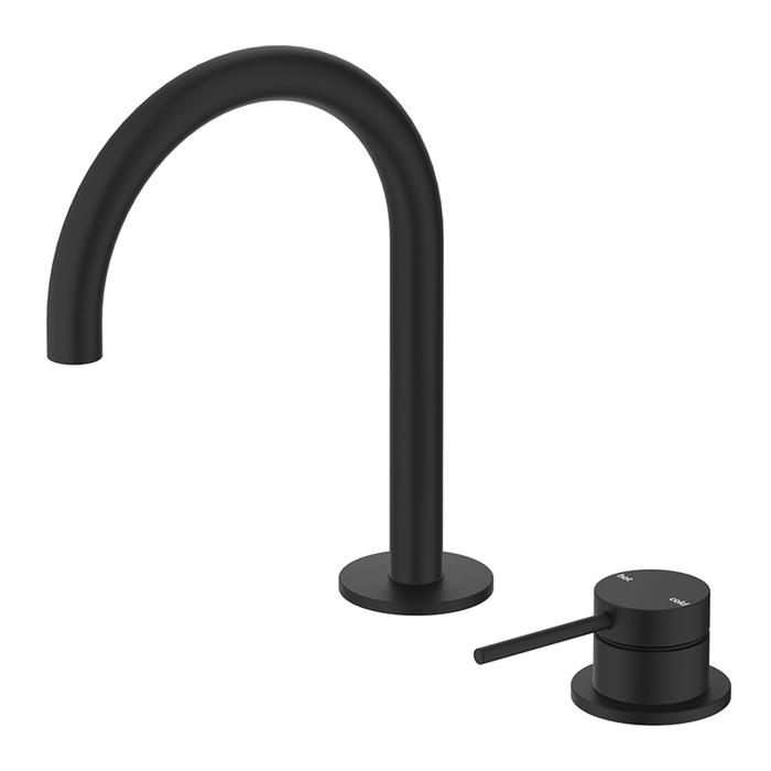 Mica Matte Black Gooseneck Hob Basin Mixer Set