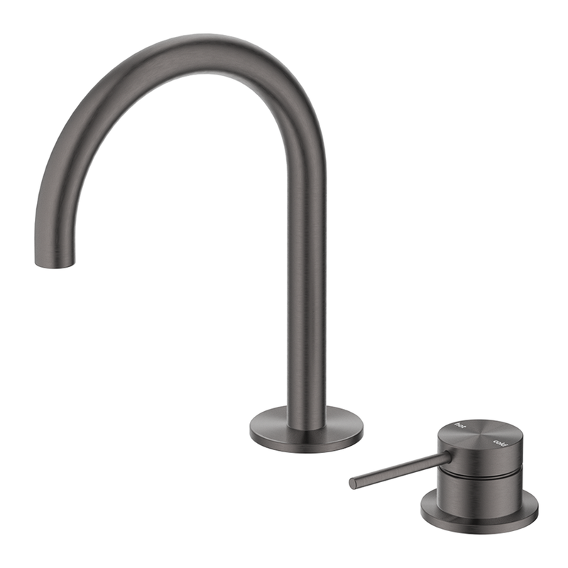 Mica Gun Metal Gooseneck Hob Basin Mixer Set
