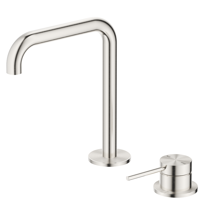 Mica Brushed Nickel Soft-Square Hob Basin Mixer Set