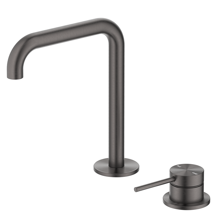 Mica Gun Metal Soft-Square Hob Basin Mixer Set