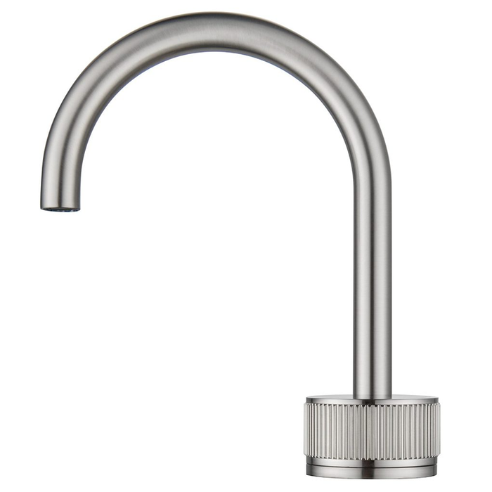 Mica Brushed Nickel Fluted Gooseneck Hob Basin Mixer Set