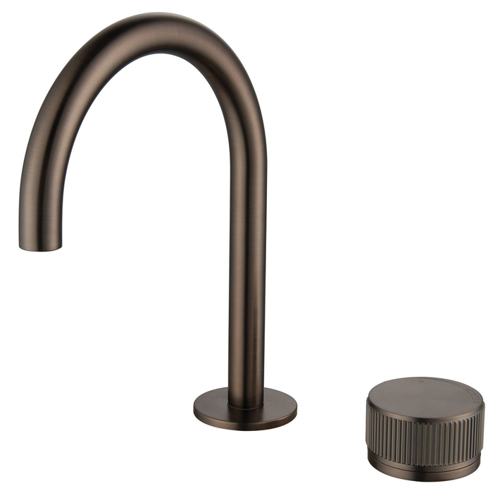 Mica Dusk Bronze Fluted Gooseneck Hob Basin Mixer Set