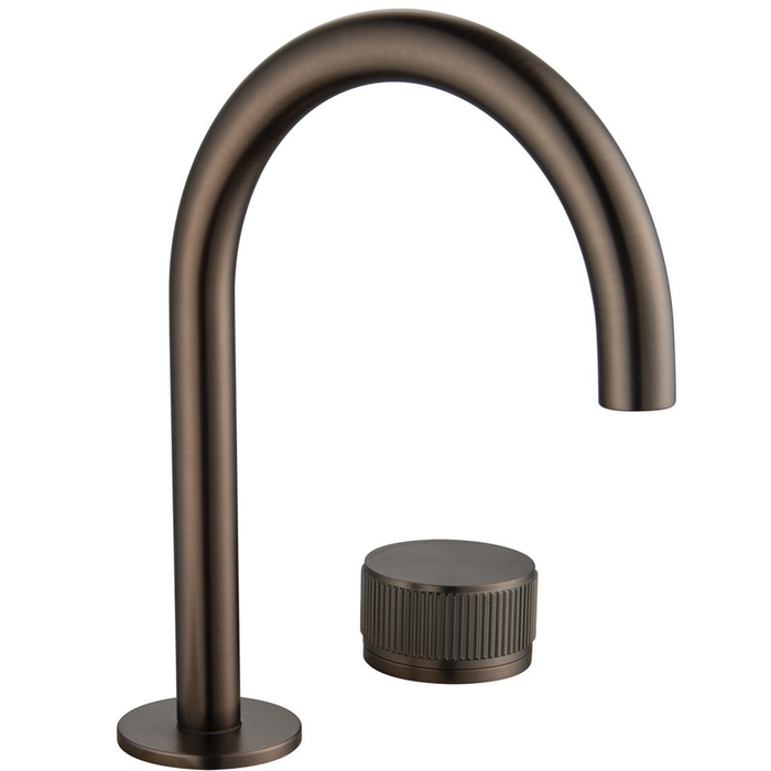 Mica Dusk Bronze Fluted Gooseneck Hob Basin Mixer Set