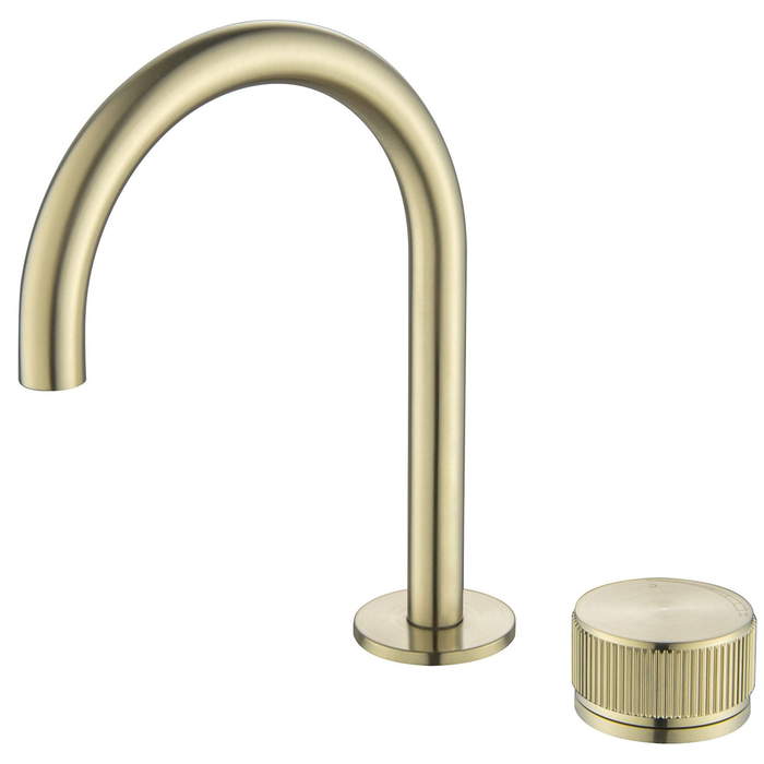 Mica French Gold Fluted Gooseneck Hob Basin Mixer Set