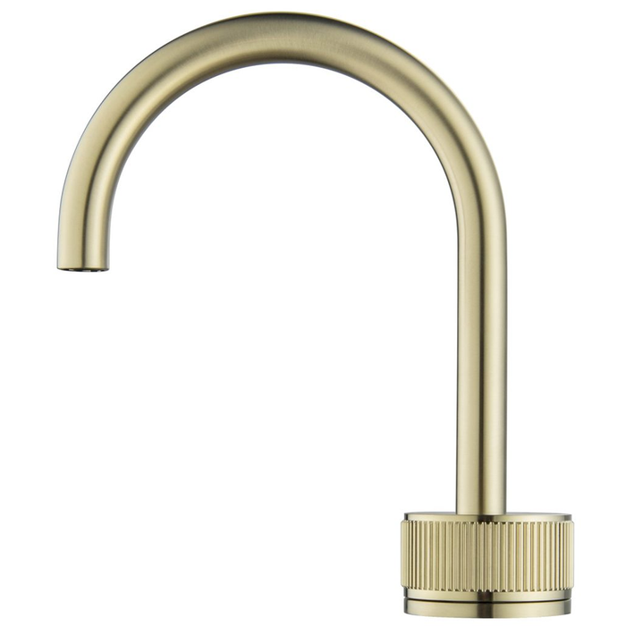 Mica French Gold Fluted Gooseneck Hob Basin Mixer Set