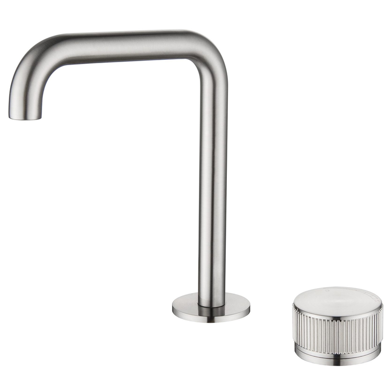 Mica Brushed Nickel Fluted Soft-Square Hob Basin Mixer Set