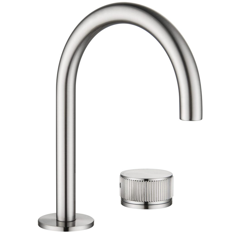 Mica Brushed Nickel Fluted Soft-Square Hob Basin Mixer Set
