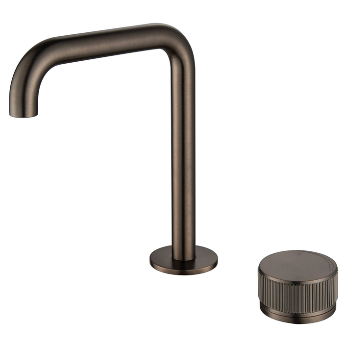 Mica Dusk Bronze Fluted Soft-Square Hob Basin Mixer Set