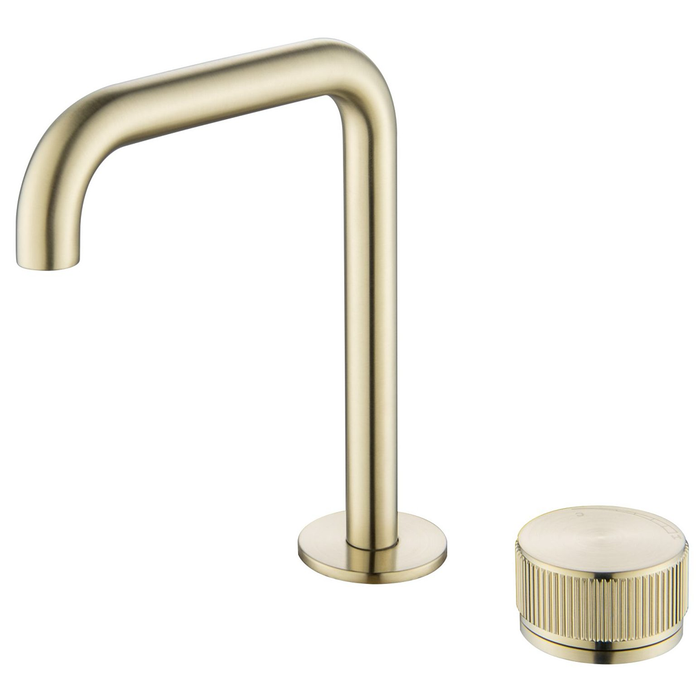 Mica French Gold Fluted Soft-Square Hob Basin Mixer Set
