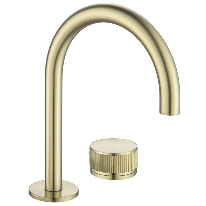 Mica French Gold Fluted Soft-Square Hob Basin Mixer Set