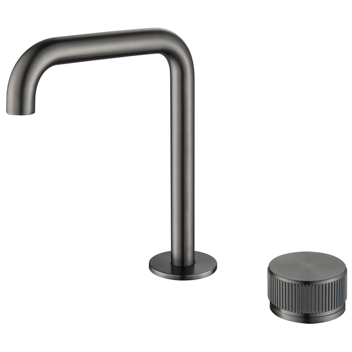 Mica Gun Metal Fluted Soft-Square Hob Basin Mixer Set