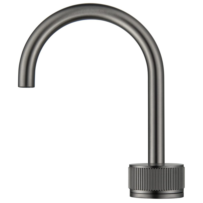 Mica Gun Metal Fluted Soft-Square Hob Basin Mixer Set