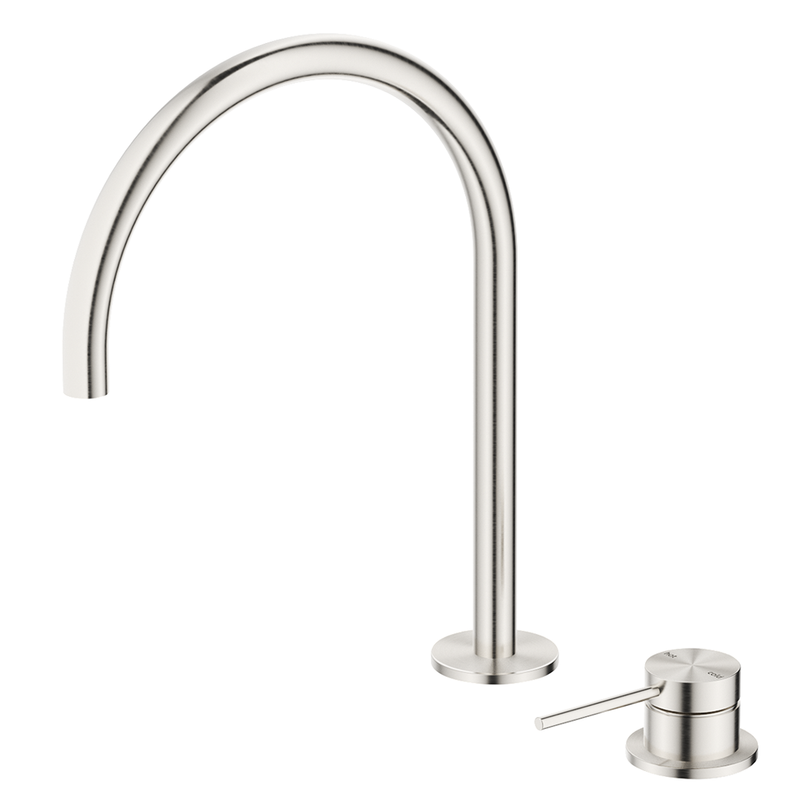 Mica Brushed Nickel  Gooseneck Hob Sink/Basin Mixer Set
