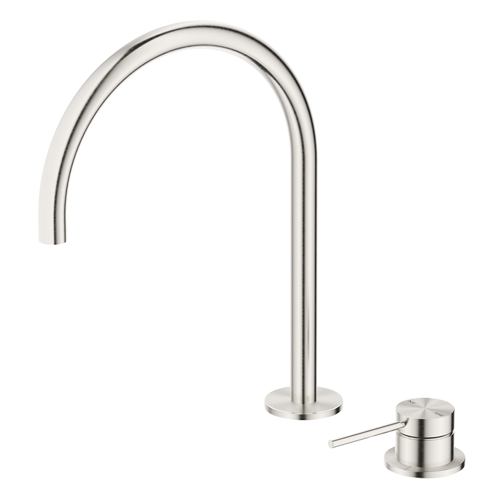 Mica Brushed Nickel  Gooseneck Hob Sink/Basin Mixer Set