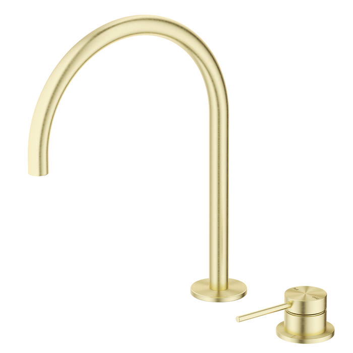 Mica French Gold Gooseneck Hob Sink/Basin Mixer Set