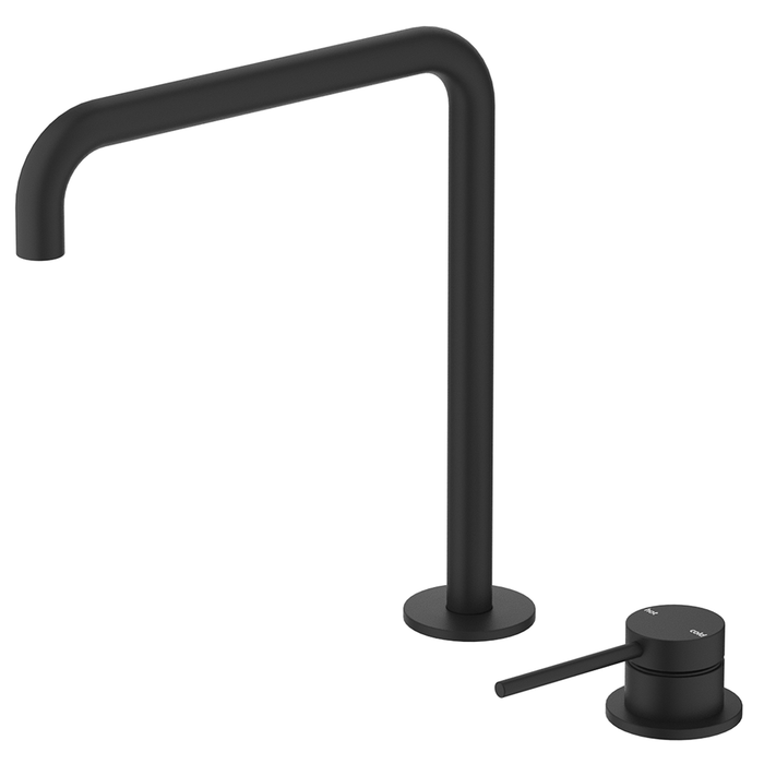 Mica Matte Black Soft-Square Hob Sink/Basin Mixer Set