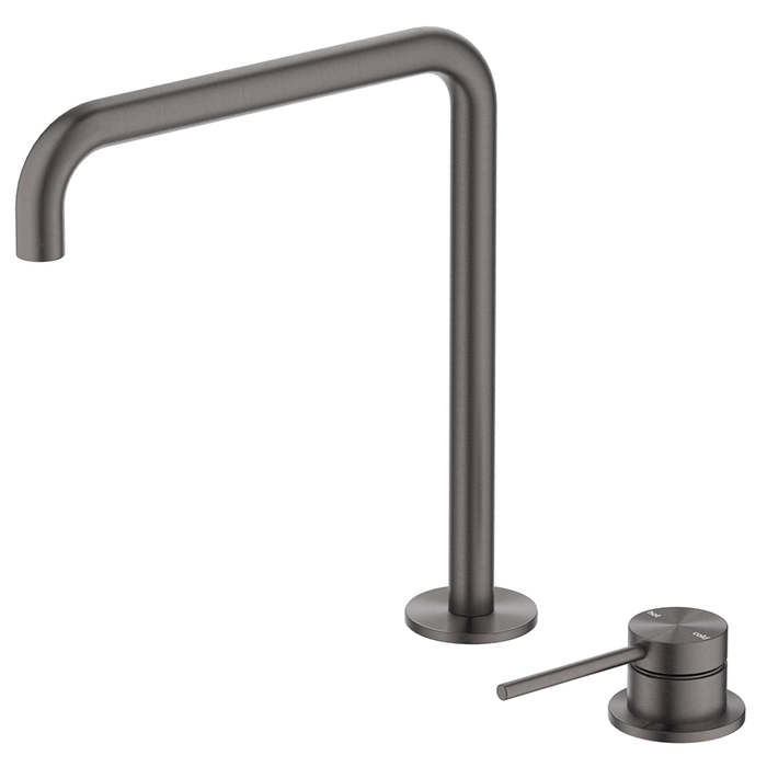 Mica Gun Metal Soft-Square Hob Sink/Basin Mixer Set