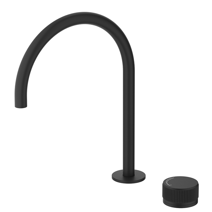 Mica Matte Black Fluted Gooseneck Hob Sink/Basin Mixer Set