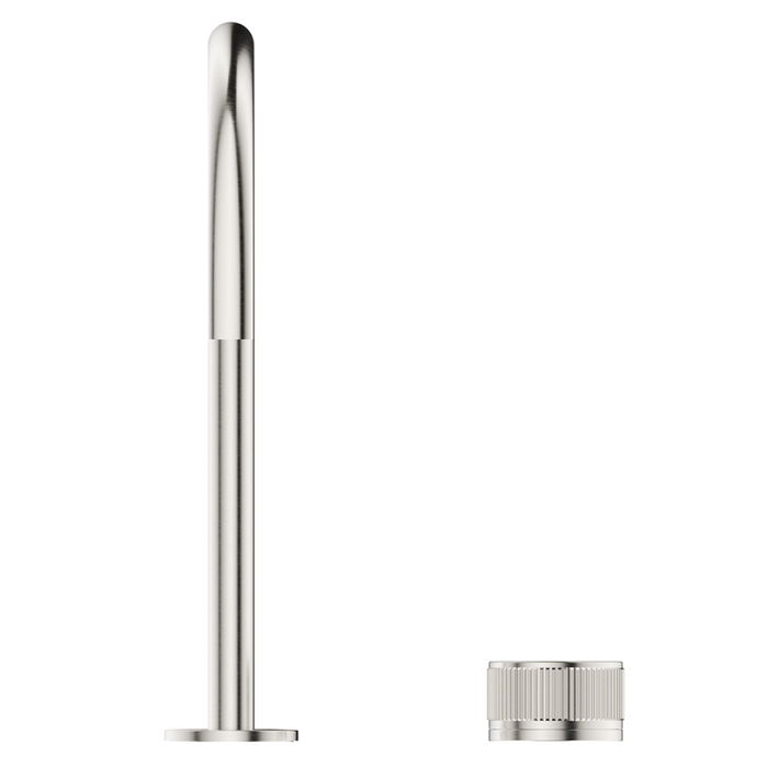 Mica Brushed Nickel Fluted Gooseneck Hob Sink/Basin Mixer Set