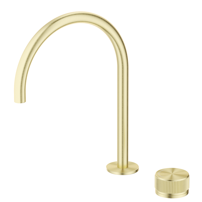 Mica French Gold Fluted Gooseneck Hob Sink/Basin Mixer Set