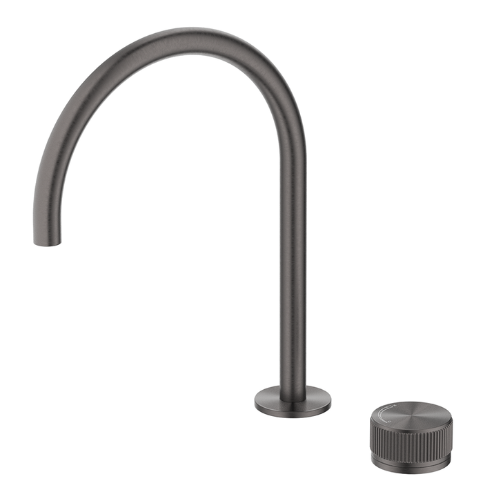 Mica Gun Metal Fluted Gooseneck Hob Sink/Basin Mixer Set