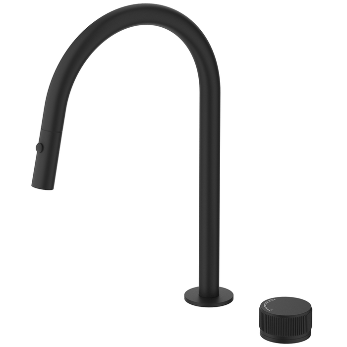 Mica Matte Black Fluted Pull-Out Hob Mixer Set