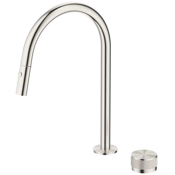 Mica Brushed Nickel Fluted Pull-Out Hob Mixer Set