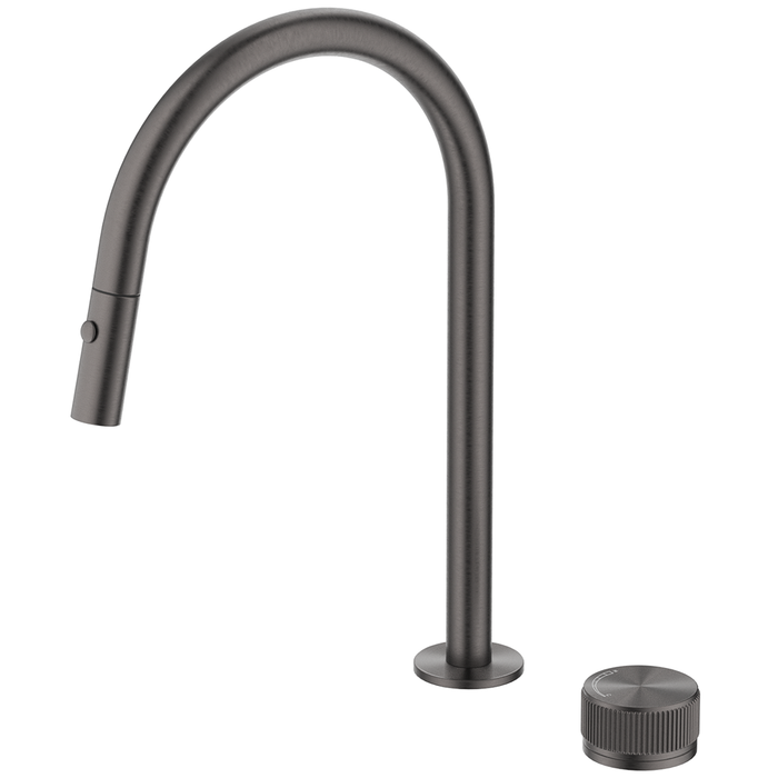 Mica Gun Metal Fluted Pull-Out Hob Mixer Set