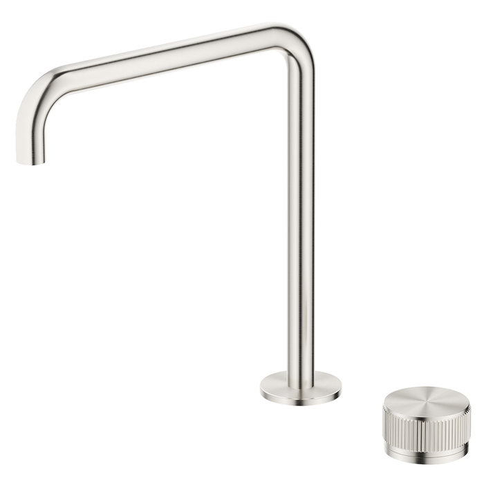 Mica Brushed Nickel Fluted Soft-Square Hob Sink/Basin Mixer Set
