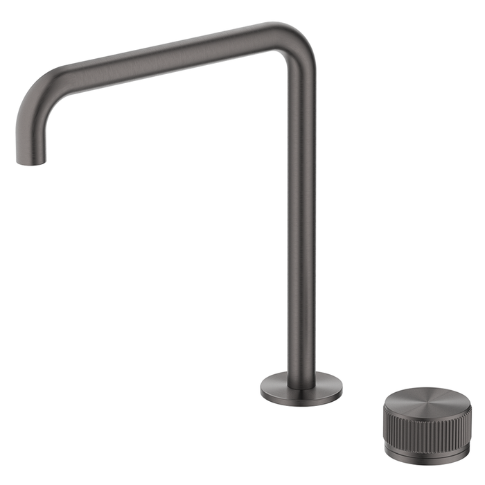 Mica Gun Metal Fluted Soft-Square Hob Sink/Basin Mixer Set