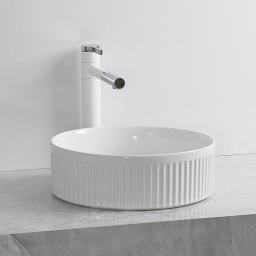 Flutted 360 x 360 x 120mm Round Above Counter Basin - Acqua Bathrooms