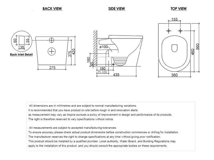 Alzano Rimless Tornado In Wall Toilet Suite Pan