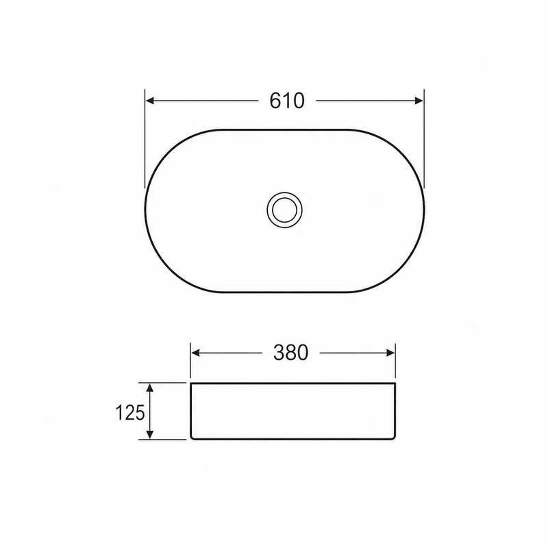 610mm Oval Matte White Above Counter Basin