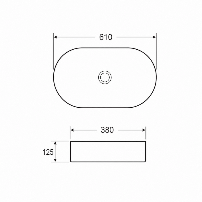 610mm Oval Gloss White Above Counter Basin