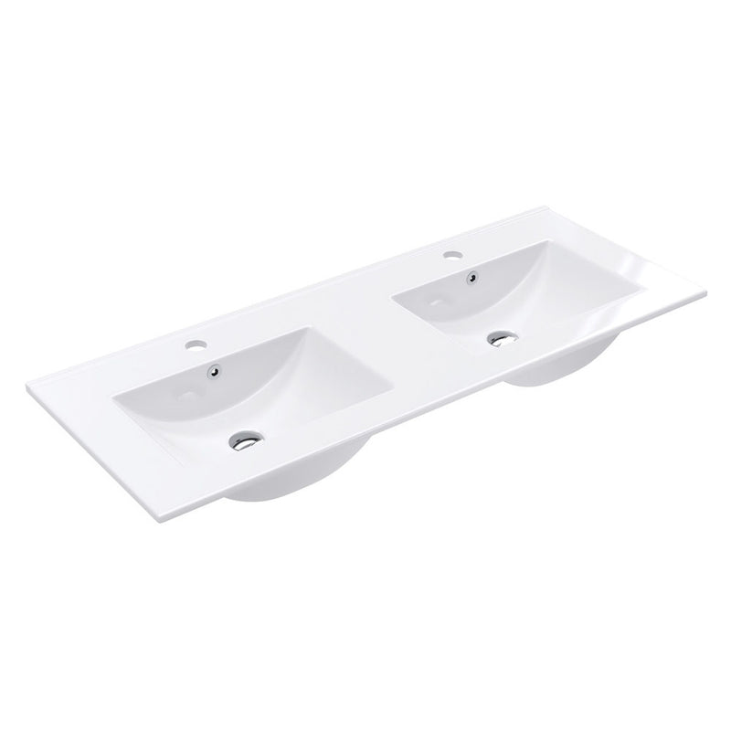 1200mm Double Bowl Slimline Standard Ceramic Top with Overflow