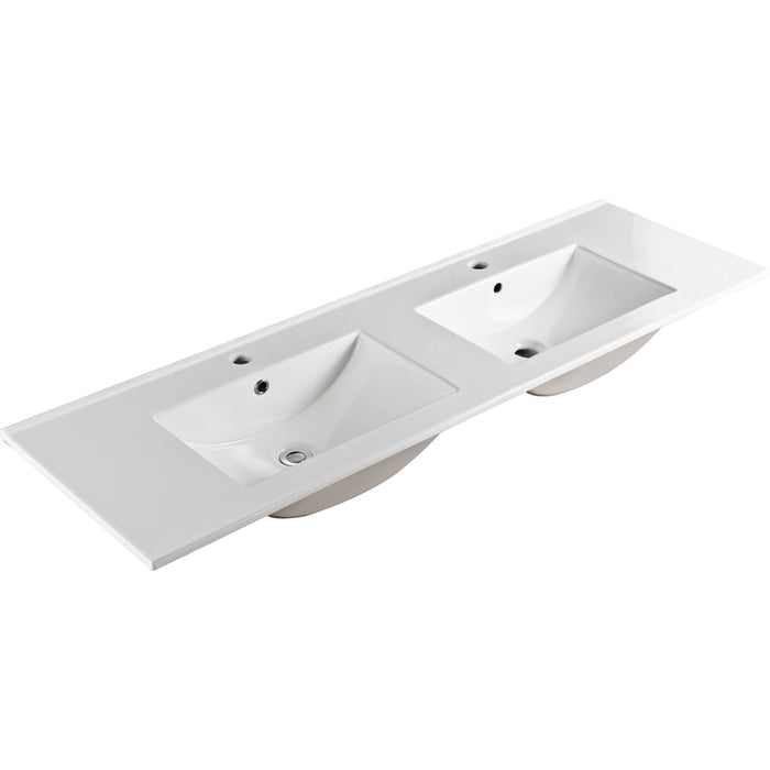 1500mm Double Bowl Slimline Standard Ceramic Top with Overflow