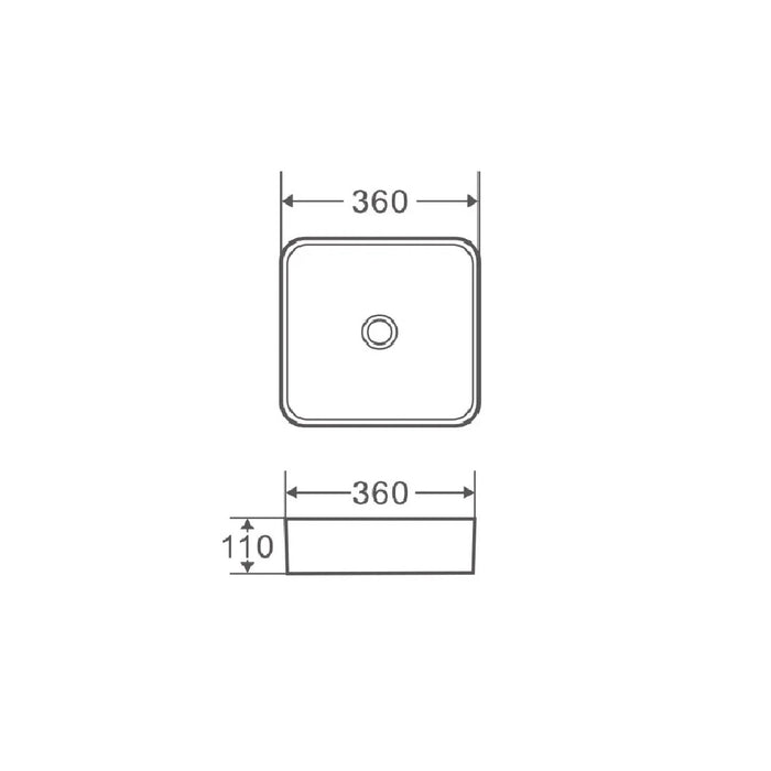 390mm Square Matte White Above Counter Basin
