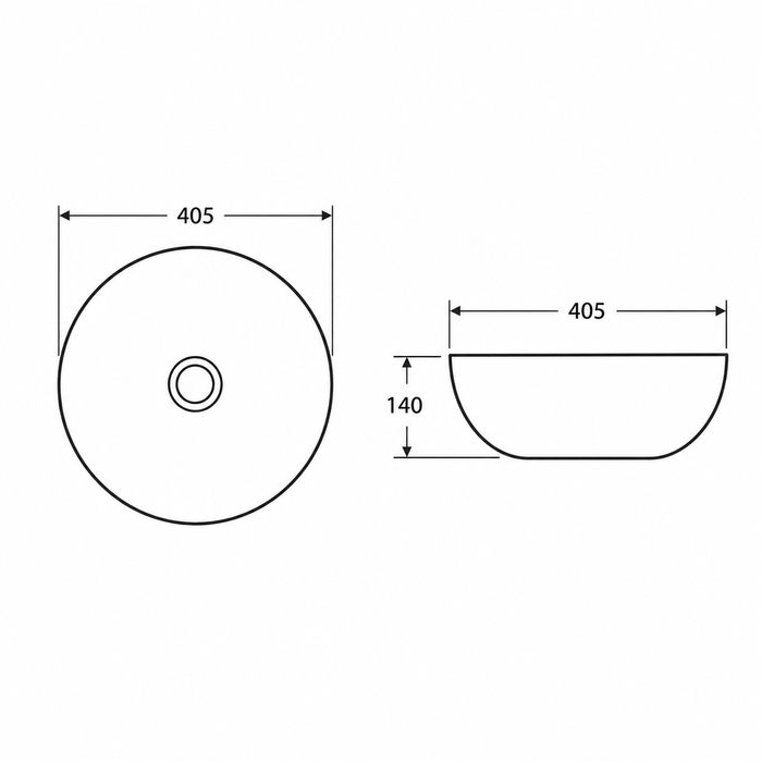 405mm Round Gloss White Above Counter Basin