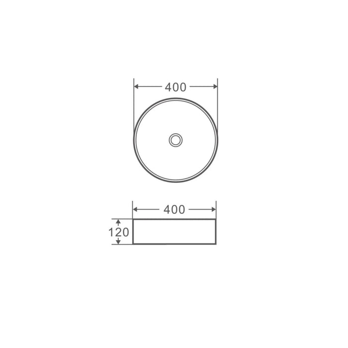 400mm Round Matte White Above Counter Basin