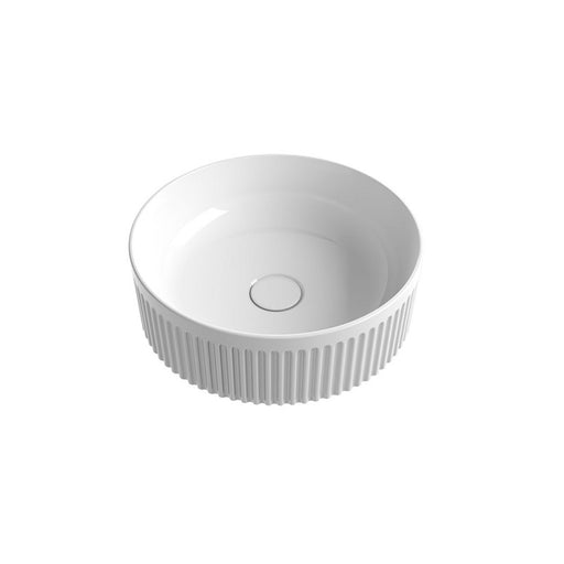 Fluted Round Gloss White Above Counter Basin By Indulge® - Acqua Bathrooms