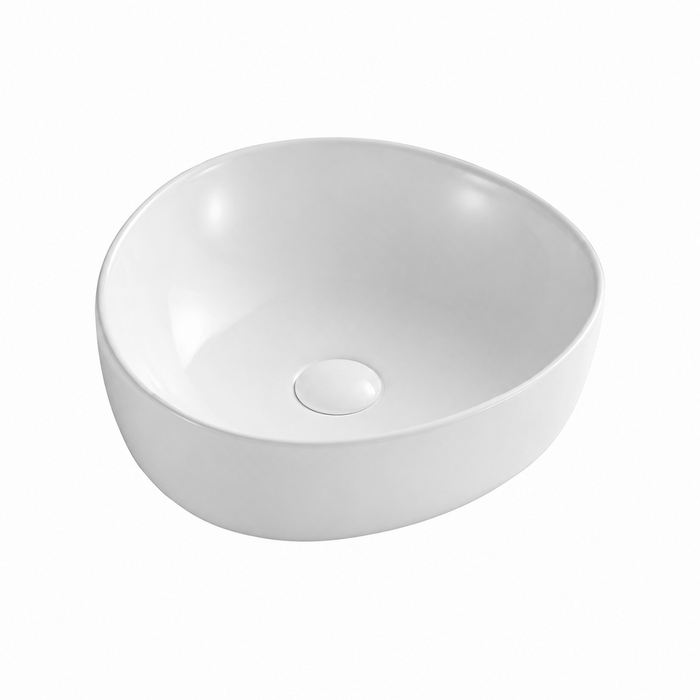 410mm Pebble Gloss White Above Counter Basin