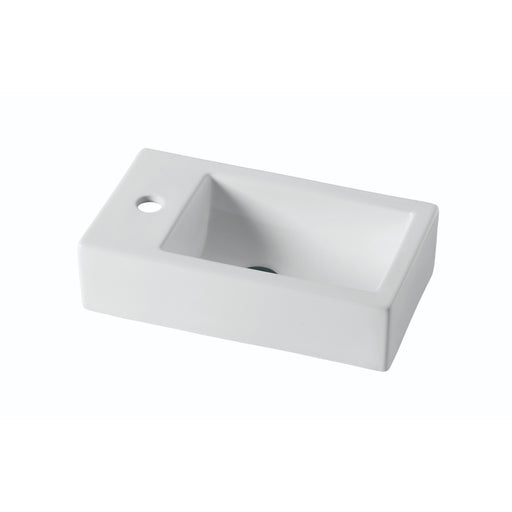 455mm Gloss White Wall Hung Basin - Left Taphole - Acqua Bathrooms