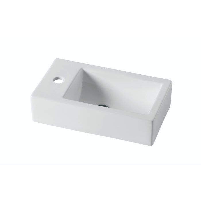 455mm Gloss White Wall Hung Basin - Left Taphole - Acqua Bathrooms