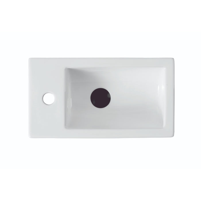 455mm Gloss White Wall Hung Basin - Left Taphole - Acqua Bathrooms