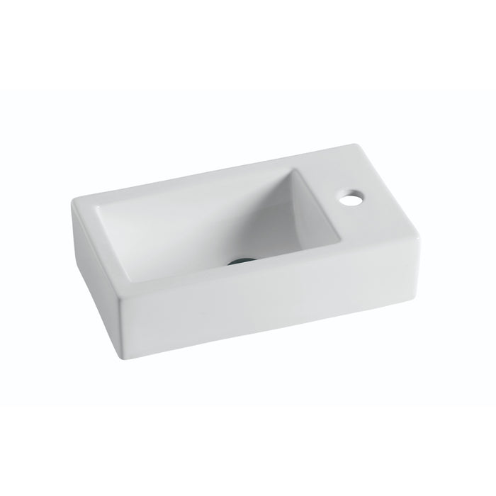 455mm Gloss White Wall Hung Basin - Right Taphole - Acqua Bathrooms